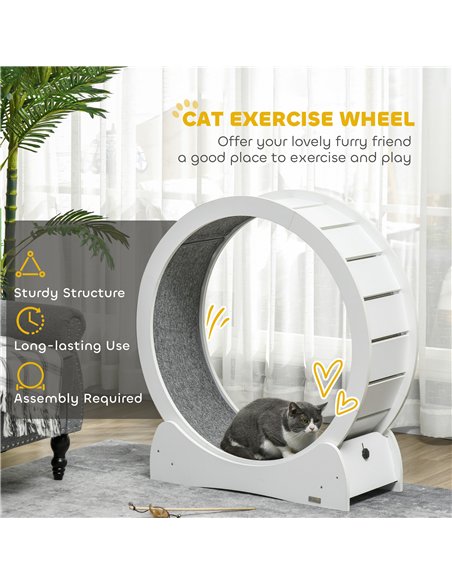 PawHut 30" Wooden Cat Running Wheel with Brake, White - pic 147317 | FastDaddyshop