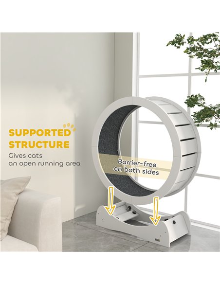PawHut 30" Wooden Cat Running Wheel with Brake, White - pic 147318 | FastDaddyshop