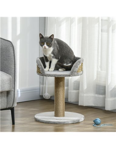 PawHut Cat Tree Tower with Scratching Posts, Grey