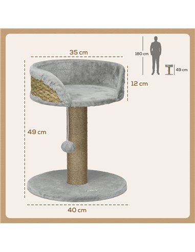 PawHut Cat Tree Tower with Scratching Posts, Grey