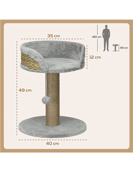 PawHut Cat Tree Tower with Scratching Posts, Grey - pic 147325 | FastDaddyshop