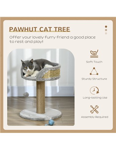 PawHut Cat Tree Tower with Scratching Posts, Grey