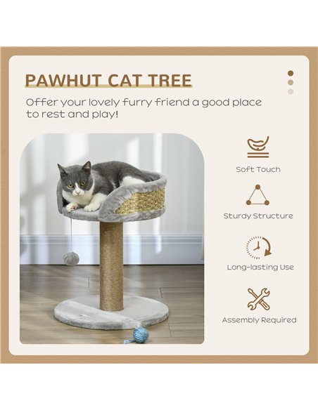 PawHut Cat Tree Tower with Scratching Posts, Grey - pic 147326 | FastDaddyshop