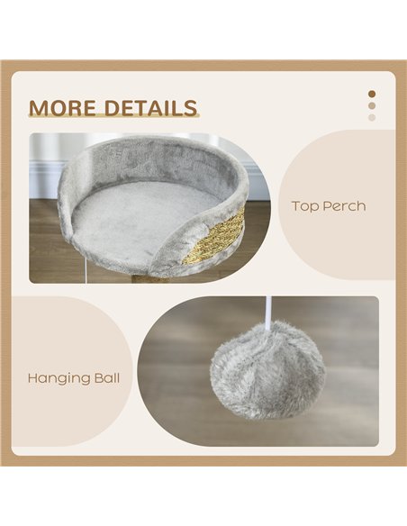 PawHut Cat Tree Tower with Scratching Posts, Grey - pic 147328 | FastDaddyshop