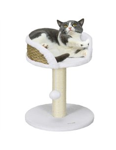 PawHut Cat Tree Tower with Scratching Posts, White