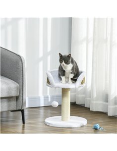 PawHut Cat Tree Tower with Scratching Posts, White 2