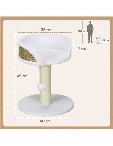 PawHut Cat Tree Tower with Scratching Posts, White