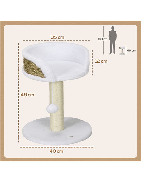 PawHut Cat Tree Tower with Scratching Posts, White - pic 147343 | FastDaddyshop