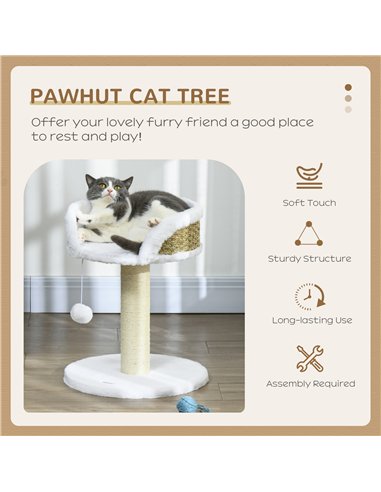 PawHut Cat Tree Tower with Scratching Posts, White