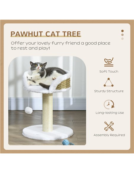 PawHut Cat Tree Tower with Scratching Posts, White - pic 147344 | FastDaddyshop