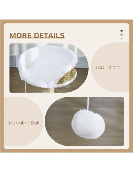 PawHut Cat Tree Tower with Scratching Posts, White - pic 147346 | FastDaddyshop