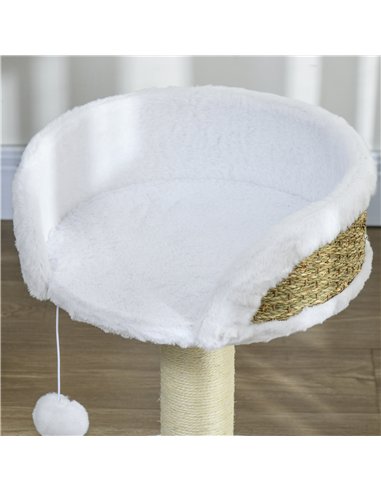 PawHut Cat Tree Tower with Scratching Posts, White