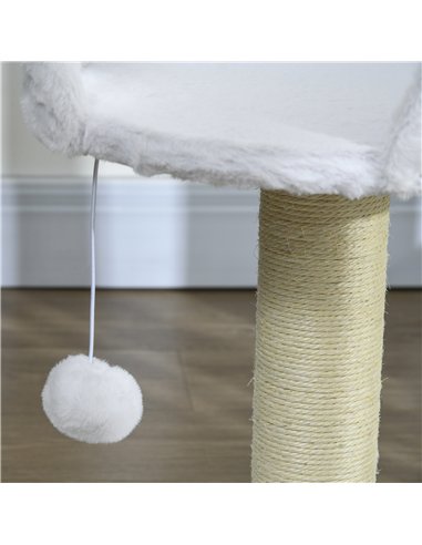PawHut Cat Tree Tower with Scratching Posts, White