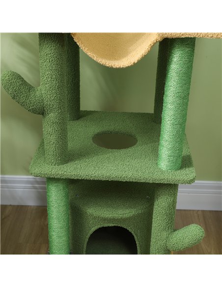 PawHut 225-255cm Adjustable Floor to Ceiling Cat Tree, Tall Cat Tower for Indoor Cats w/ Scratching Posts, Green - pic 147358 | FastDaddyshop