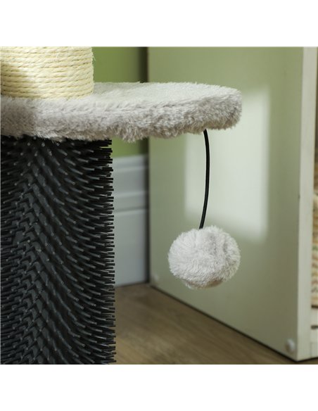 PawHut 2-in-1 Cat Tree, Pet Stairs w/ Scratching Post, Toy Balls, for Bed, Sofa, Couch, Light Grey - pic 147366 | FastDaddyshop