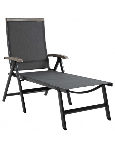 Outsunny Outdoor Folding 5-Position Adjustable Sun Lounger, Grey - pic 14737 | FastDaddyshop