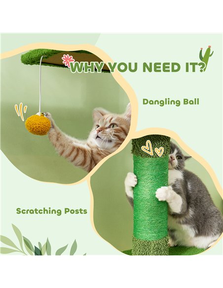 PawHut 230-275cm Floor-to-Ceiling Adjustable Cat Tree with Scratching Posts, Hammock - pic 147384 | FastDaddyshop