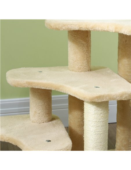 PawHut 2-in-1 Cat Tree, Pet Stairs with Scratching Tickling Post, Toy Balls, for Bed, Sofa, Couch, Beige - pic 147394 | FastDaddyshop