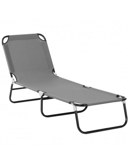 Outsunny Portable Folding Sun Lounger with 4-Position Adjustable Backrest, Grey - pic 14740 | FastDaddyshop
