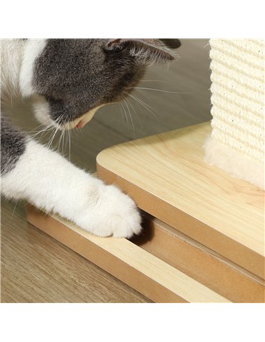 PawHut 3-in-1 Cat Scratching Post, 67cm Cat Scratcher w/ Track Ball Toy, Oak Tone