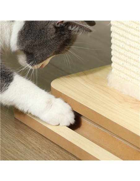 PawHut 3-in-1 Cat Scratching Post, 67cm Cat Scratcher w/ Track Ball Toy, Oak Tone - pic 147403 | FastDaddyshop
