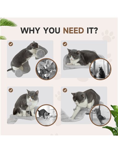 PawHut 4-Piece Cat Wall Shelves with Steps, Ladder, Jumping Platforms, Light Grey