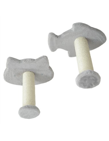 PawHut 4-Piece Cat Wall Shelves with Steps, Ladder, Jumping Platforms, Light Grey