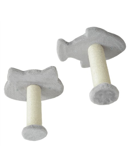 PawHut 4-Piece Cat Wall Shelves with Steps, Ladder, Jumping Platforms, Light Grey - pic 147411 | FastDaddyshop