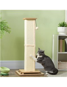 PawHut 3-in-1 Cat Scratching Post, 87cm Cat Scratcher w/ Track Ball Toy, Oak Tone 2
