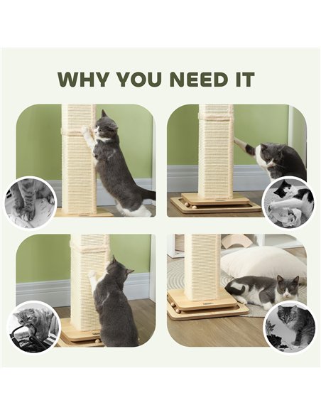 PawHut 3-in-1 Cat Scratching Post, 87cm Cat Scratcher w/ Track Ball Toy, Oak Tone - pic 147418 | FastDaddyshop