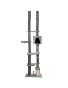 PawHut 225-255cm Floor to Ceiling Cat Tree, Large Cat Tower w/ Cat Scratching Posts, Ramp, Cat House