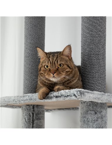 PawHut 225-255cm Floor to Ceiling Cat Tree, Large Cat Tower w/ Cat Scratching Posts, Ramp, Cat House