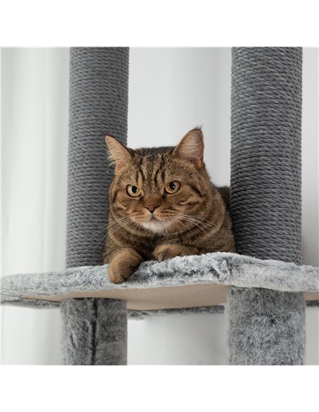 PawHut 225-255cm Floor to Ceiling Cat Tree, Large Cat Tower w/ Cat Scratching Posts, Ramp, Cat House - pic 147430 | FastDaddyshop