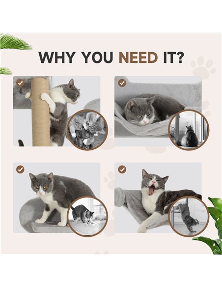 PawHut 4-Piece Cat Shelves w/ Scratching Post, Steps, Jumping Platform, Ladder, Toy Balls, for Indoor Cats, Light Grey - pic 147436 | FastDaddyshop