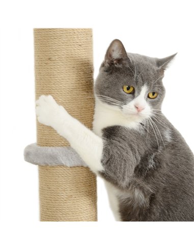 PawHut 4-Piece Cat Shelves w/ Scratching Post, Steps, Jumping Platform, Ladder, Toy Balls, for Indoor Cats, Light Grey