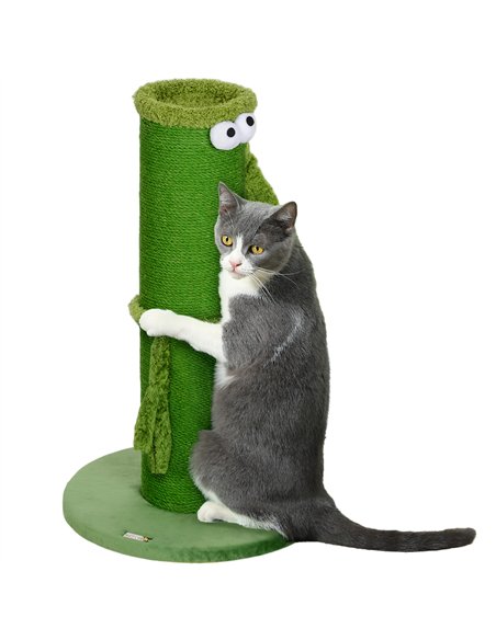PawHut 63cm Cat Scratching Post for Indoor Cats, with Sisal Rope Cover, Large Base, Green - pic 147440 | FastDaddyshop