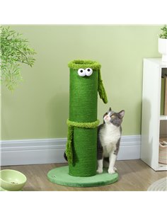 PawHut 63cm Cat Scratching Post for Indoor Cats, with Sisal Rope Cover, Large Base, Green 2