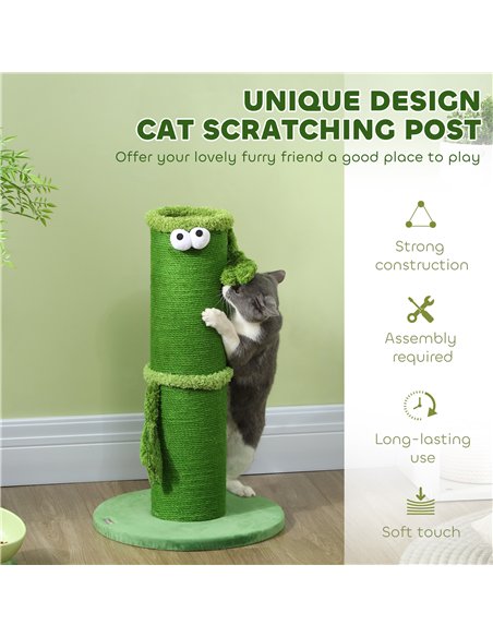 PawHut 63cm Cat Scratching Post for Indoor Cats, with Sisal Rope Cover, Large Base, Green - pic 147443 | FastDaddyshop