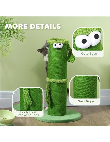 PawHut 63cm Cat Scratching Post for Indoor Cats, with Sisal Rope Cover, Large Base, Green - pic 147444 | FastDaddyshop