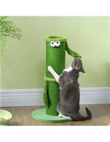 PawHut 63cm Cat Scratching Post for Indoor Cats, with Sisal Rope Cover, Large Base, Green
