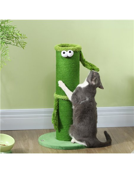 PawHut 63cm Cat Scratching Post for Indoor Cats, with Sisal Rope Cover, Large Base, Green - pic 147446 | FastDaddyshop