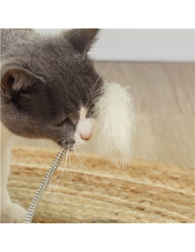 PawHut 49cm 5 in 1 Cat Scratching Post with Sisal Post, Track Ball, Self Grooming Brush, Hanging Toy Ball, Feather, Oak Tone