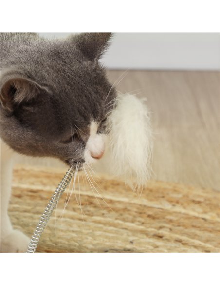 PawHut 49cm 5 in 1 Cat Scratching Post with Sisal Post, Track Ball, Self Grooming Brush, Hanging Toy Ball, Feather, Oak Tone - pic 147466 | FastDaddyshop