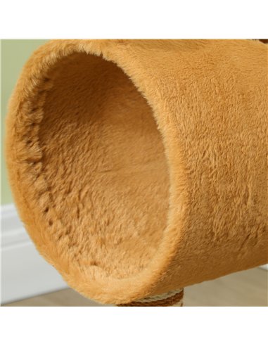 PawHut 98cm Deer-Designed Cat Tree with Scratching Posts, Toy Ball, Tunnel, Brown