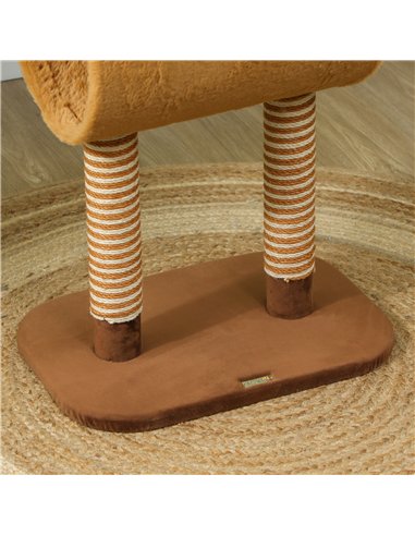 PawHut 98cm Deer-Designed Cat Tree with Scratching Posts, Toy Ball, Tunnel, Brown