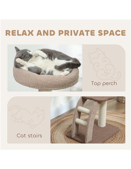 PawHut Cat Tree for Indoor Cats, 88cm Cat Tower with Sisal Scratching Post, Hanging Ball, Large Cat Perch, Stairs, Brown - pic 147489 | FastDaddyshop