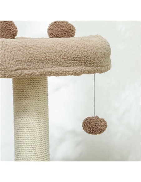 PawHut Cat Tree for Indoor Cats, 88cm Cat Tower with Sisal Scratching Post, Hanging Ball, Large Cat Perch, Stairs, Brown - pic 147493 | FastDaddyshop