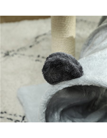 PawHut 47cm Small Cat Tree w/ Scratching Post, Bed, Cat Tunnel, Toy Ball, Grey - pic 147511 | FastDaddyshop