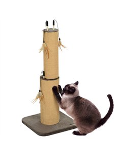 PawHut 78cm 2-in-1 Cat Scratching Post with 3 Toy Feathers, Brown