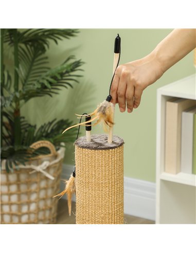 PawHut 78cm 2-in-1 Cat Scratching Post with 3 Toy Feathers, Brown